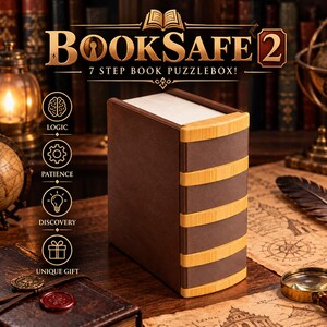 BookSafe 2 – 7-stufige Buch-Puzzlebox, Rätsel mit Geheimfach, Sequenzielles Entdeckungspuzzle, Einzigartiges Geschenk für Puzzle-Liebhaber