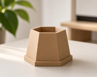 Woodlook Hex Planter — Small Desk Pot