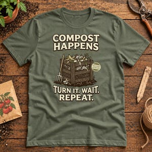 Rolig kompost-T-shirt, kompost händer, trädgårdsmästare-gåva, vintage trädgårdsskötsel
