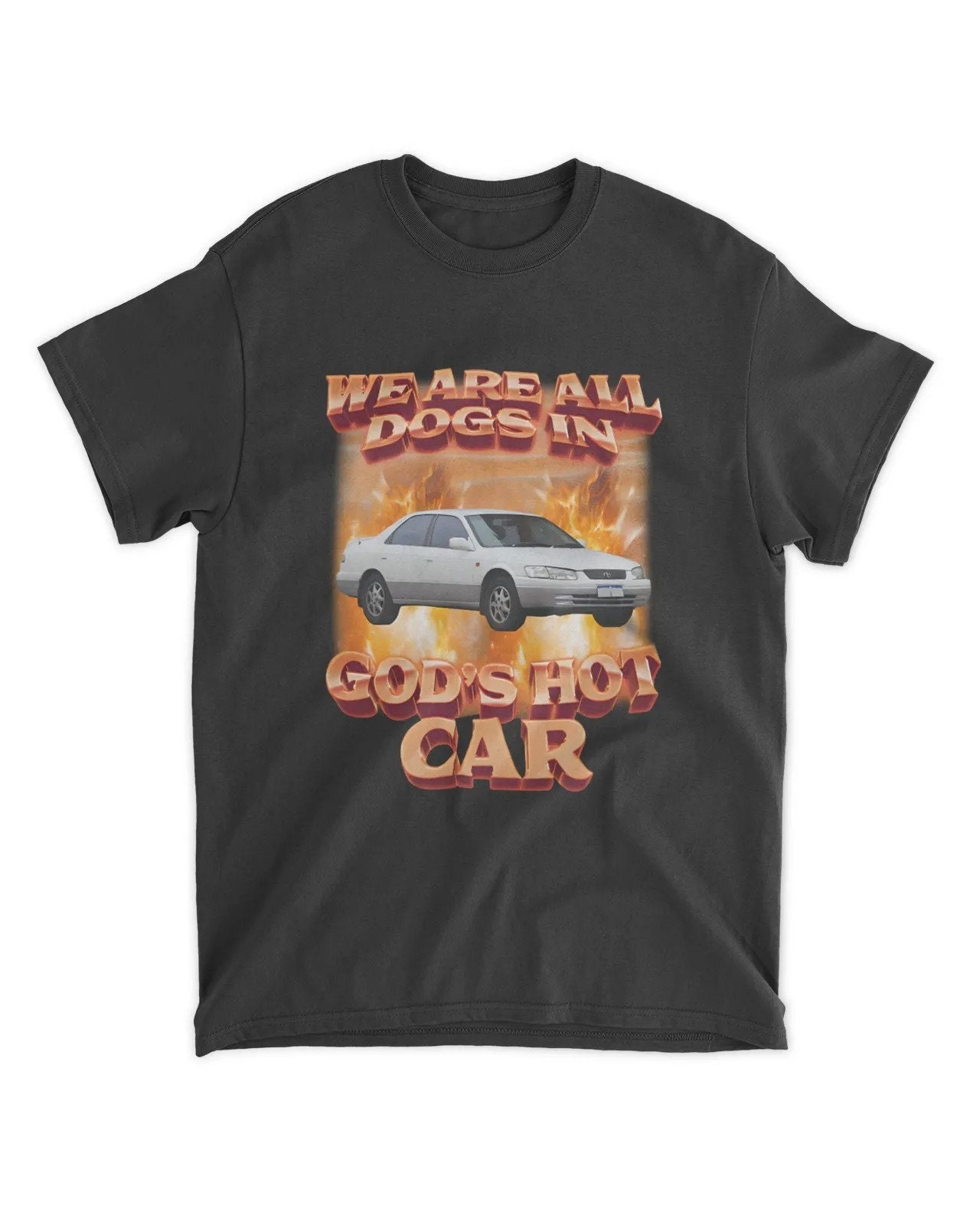 Discover Vintage We Are All Dogs In God's Hot Car Shirt