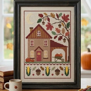 Fall Cottage Cross Stitch Pattern PDF