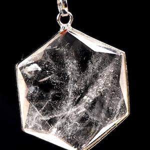 satyaloka Quarz Hexagonal Stern Anhänger | Azeztulit Facilitator Accelerator | Hexagramm | Heilige Geometrie 7460