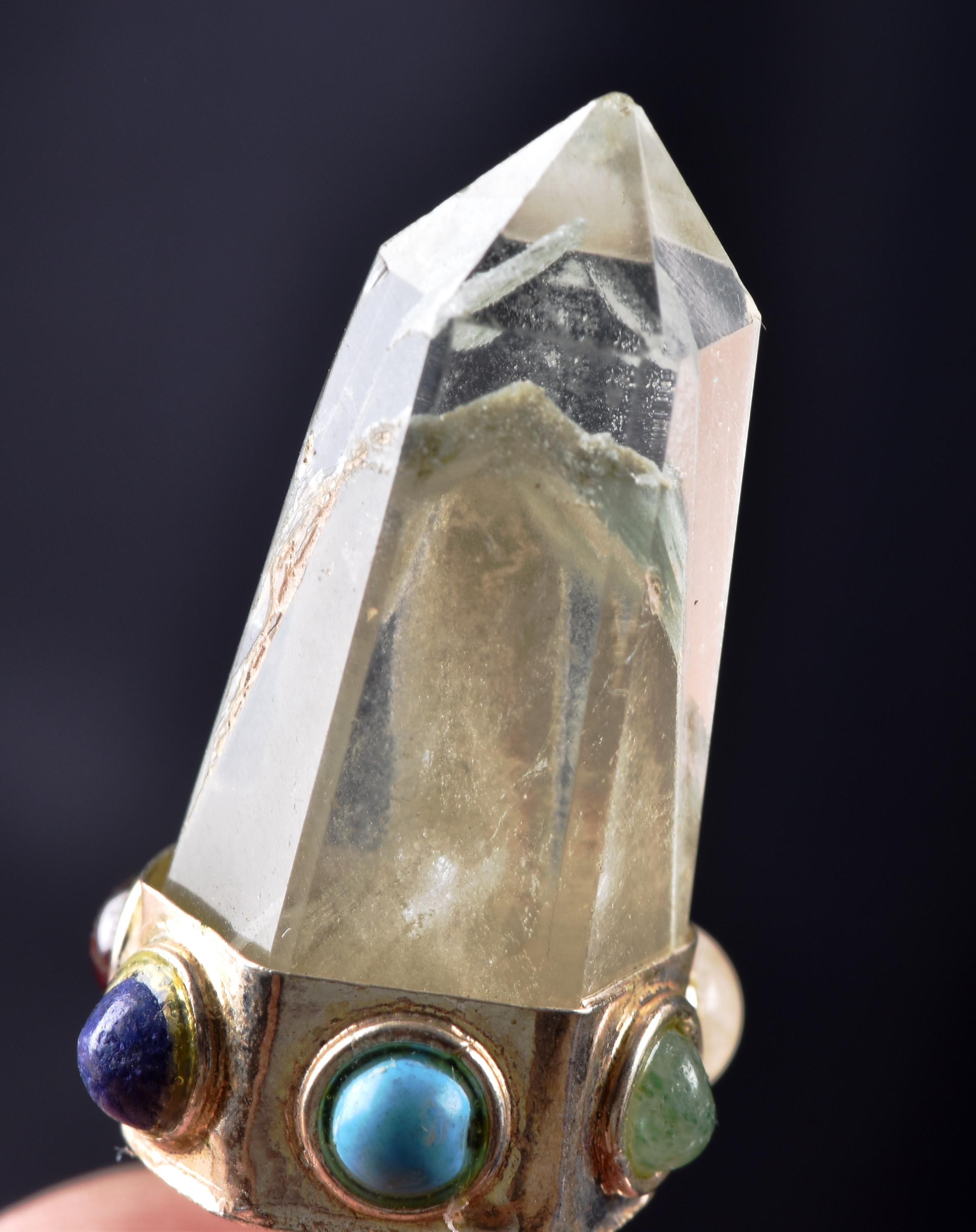 Himalayan lemurian  manifestation quartz  baby quartz inside rainbow   crystal  special multi gem pendant#7308