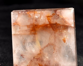 Himalayan red quartz agnitite  square  plate  supra mental manifestation  ''Himalayan wisdom'' for pocket/purse  6444