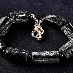 Black tourmaline raw natural free form bracelet remove negativity deflects radiation  7331
