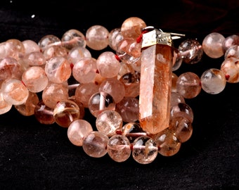 Himalayan Red Azeztullite  agnitite  necklace with pendant  spiritual spark of supra mental transformation #6394