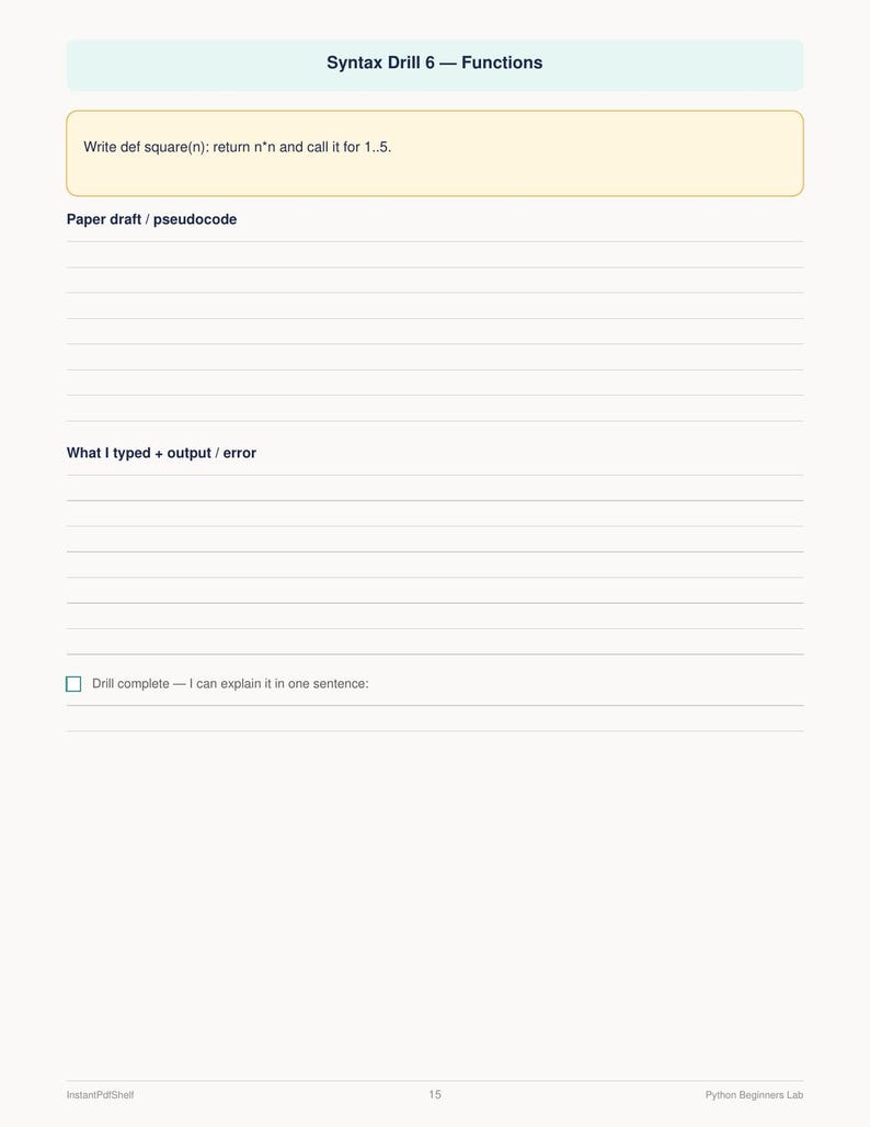Python for Beginners Five Projects Practice Lab Workbook | Coding Drills PDF image 3
