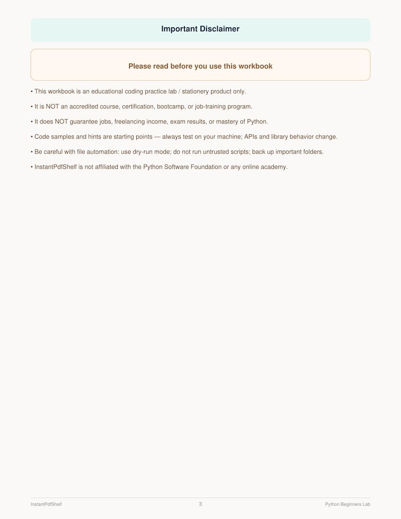 Python for Beginners Five Projects Practice Lab Workbook | Coding Drills PDF image 5