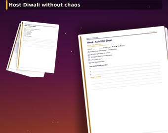 Diwali 2026 Home Puja Hosting Command Center | 6-Week Festival Planner PDF Printable