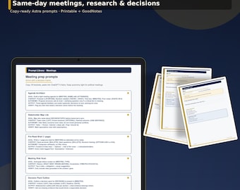 ChatGPT 6 Astra Work Productivity Prompt Playbook | Meetings Research Decisions PDF