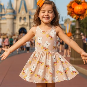 Girls Halloween Disney Dress, Girls Disney Dress, Girls Halloween Disney Outfit, Disney World Dress Kids, Halloween Dress, Mouse Ghost