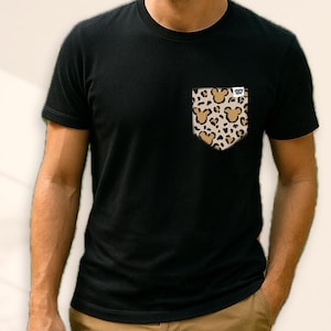 Cheetah Mouse Safari Pocket T-Shirt, Men’s Animal Kingdom Tee, Handcrafted Disney Vacation Tee, Family Disney Tees, Vintage Disney Nostalgia