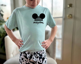 T-shirt personnalisé avec nom de Mickey, ensemble Disney, t-shirt vacances Disney pour enfants, tenue bébé Disney, t-shirt Mickey pour enfants, ensemble tenue Disney pour garçons, amis Mickey