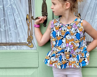Girls Donald & Daisy Duck Tank, Daisy Duck Tee, Disney Vacation Tee for Kids, Disney Trip T-shirt, Mickey tee, Donald Duck Tank Top Shirt