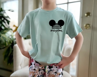 Custom Mickey Name Tee , Disney Set, Disney Vacation Tee kids, baby Disney Outfit, Kids Mickey t-shirt,Boys Disney Set Outfit,Mickey Friends