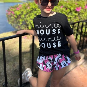 Girls Minnie Mouse Tee Bike Shorts Set, Disney Vacation Tee, Girls Minnie Set, Minnie Outfit, Kids Mouse t-shirt, Girls Disney Set Outfit