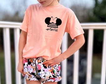 Custom Minnie Name T-shirt ,Girls Disney Set Shorts Tee,Disney Vacation Tee kids & baby Disney Outfit,Kids Mickey tshirt,Girls Disney Outfit