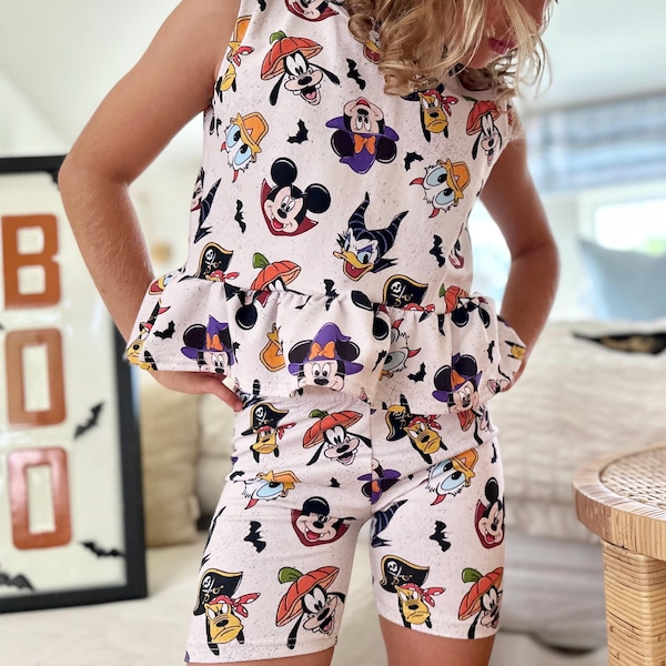 Girls Halloween Disney Tank Set, Halloween Mouse Outfit, Disney Vacation Tee for Kids, Disney Trip T-shirt, Girls Disney Shirt