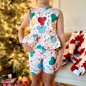 Girls Christmas Mouse Tank Set, Christmas Mouse Outfit, Disney Vacation Set for Kids, Disney Trip T-shirt, Girls Christmas Disney Shirt