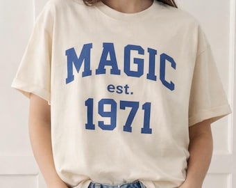 Camiseta Magic Kingdom 1971 / Camiseta vintage Disney / Camiseta retro Magic Est 1971 / Camiseta del año inaugural de Disney World / Camiseta unisex azul crema