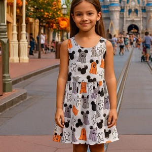 Girls Halloween Mouse Ghost Dress, Girls Disney Dress, Girls Halloween Disney Outfit, Disney World Dress Kids, Halloween Dress, Mouse Ghost