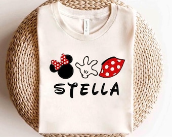 Disney Minnie Tee Outfit, Custom Minnie Shirt, Girls Disney Shirt, kids Disney set, Minnie Custom Name T Shirt Girls Disney Birthday Shirt