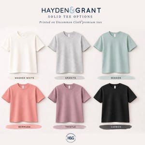 a collection of solid t-shirt options, including printed on uncommon cloth premium tees in various colors and styles.
