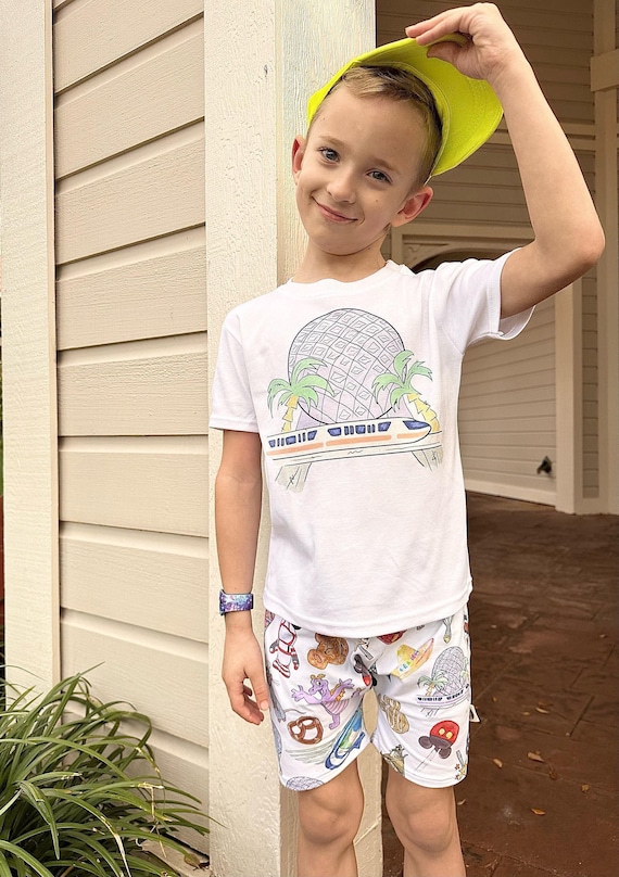 Disney Kids Epcot Set, Epcot Monorail Tee Shorts, Disney Vacation Outfit Kids, Kids Disney Outfit, Kids Epcot Outfit, Kids Baby Epcot Tee