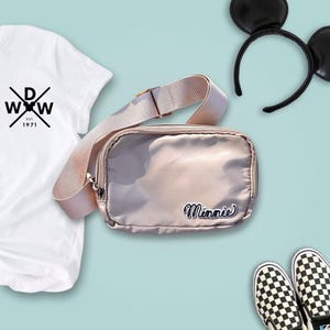 Park-heuptasje met muis Minnie-personagepatch, parkheuptas, schoudertas park, reistas, chenille-patches, heuptasje Fab Five