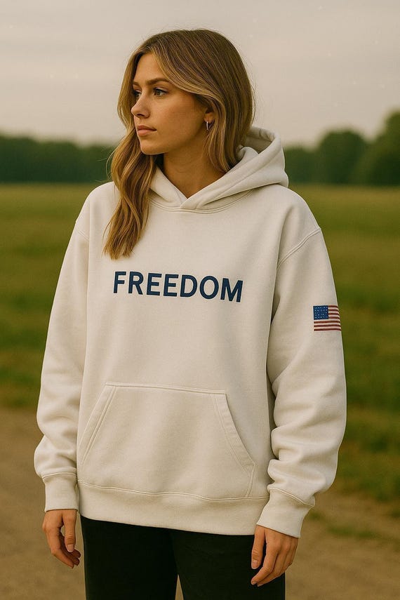 FREEDOM Hoodie, USA Turning Point Hoodie, Organic American Made Sweatshirt, American Flag sweatshirts, Charlie Kirk