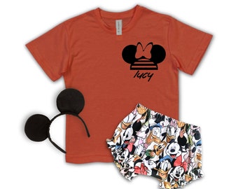 Custom Minnie Name T-shirt ,Girls Disney Set Shorts Tee,Disney Vacation Tee kids & baby Disney Outfit,Kids Mickey tshirt,Girls Disney Outfit