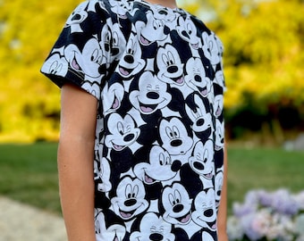 T-shirt Mickey monochrome, tee-shirt de personnage Disney World, tee-shirt Disney Vacation pour enfants, T-shirt Disney Trip, tee-shirt Mickey, chemise de personnage Disney