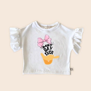 Daisy Duck Kids Ruffle Tee , Disney Set, Disney Vacation Tee for kids, toddler & baby Disney Outfit, Kids Donald Duck Set, Girls Disney Set image 7