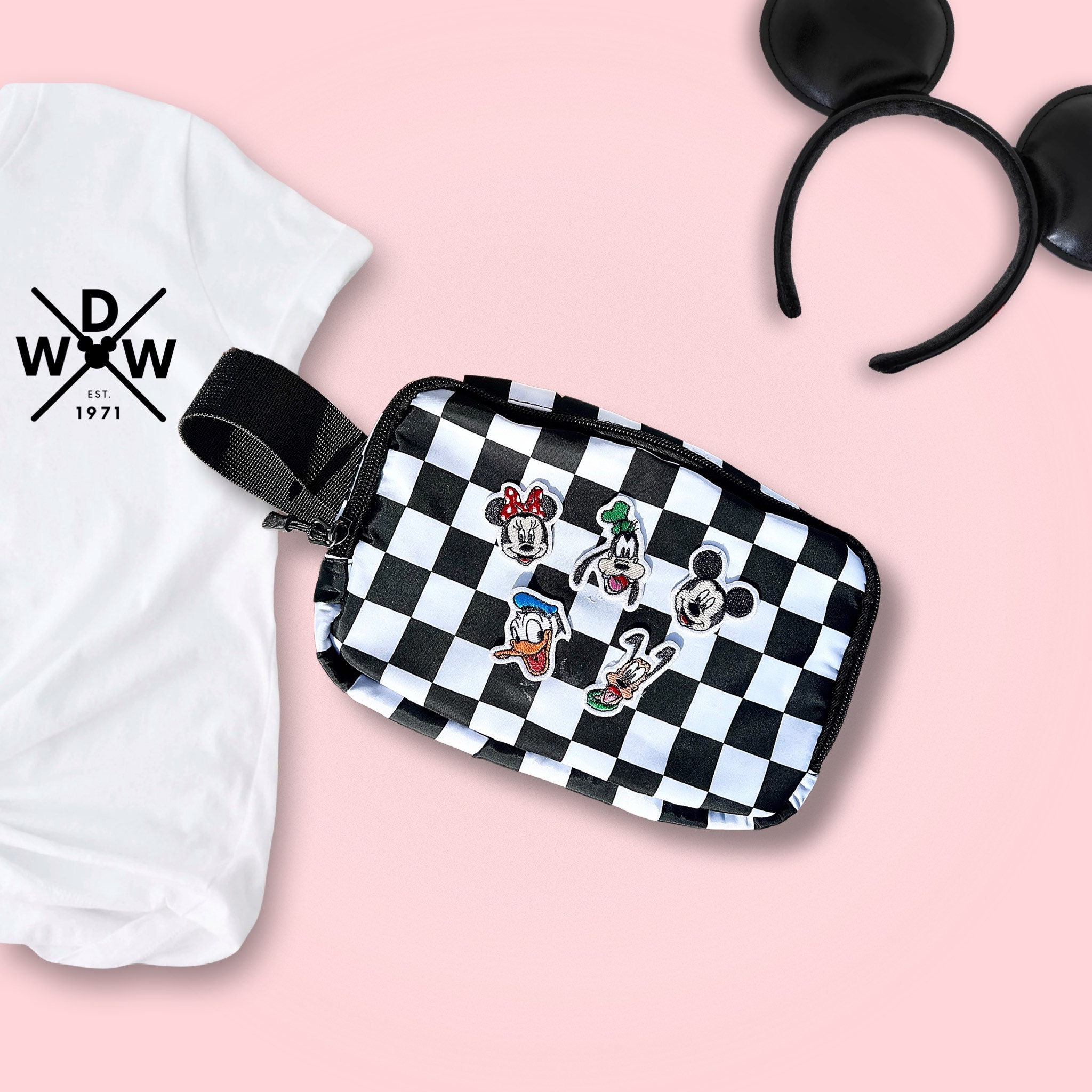 Disney Fanny Pack With Character Patch Disney Belt Bag Crossbody Park Bag Travel Bag Chenille Patches Fab Five Fanny Pack Etsy UK