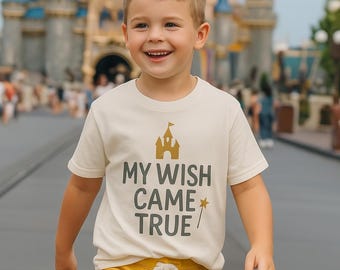 Meu desejo se tornou realidade, camiseta infantil com tema Disney, camiseta com tema de família Disney, camisetas com tema de férias em família Disney, camisetas com tema de desejo