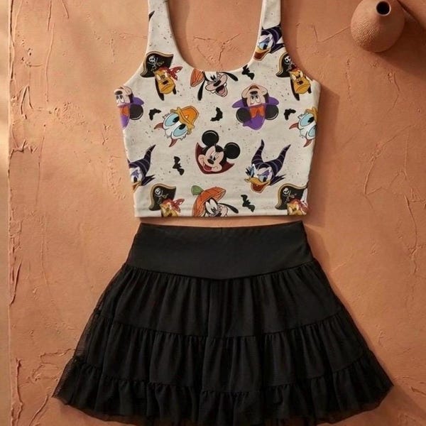 Womens Halloween Magic Kingdom Active Wear Set |Halloween Mickey & Friends Set | 2 piece Tank Skirt | Women’s Disney Active Wear Athleisure