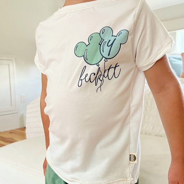 Custom Disney Birthday Balloon Tee, Kids Disney Birthday Vacation Tee , Disney Vacation Outfit, Boys Disney Set, Custom Disney Birthday Set