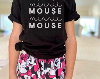 Girls Minnie Mouse Tee Ruffle Shorts Set, Disney Vacation Tee kids, toddler baby Disney Outfit, Kids Mouse t-shirt, Girls Disney Set Outfit