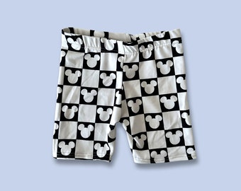 Girls Monochrome Checkered Mickey Bike Shorts Kids & Baby Disney shorts, Mickey Shorts, Girls Disney Shorts, Girls Disney Outfit