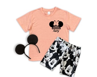 T-shirt personnalisé prénom Minnie, t-shirt short Disney pour filles, t-shirt vacances Disney tenue Disney pour enfants et bébé, t-shirt Mickey pour enfants, tenue Disney pour filles