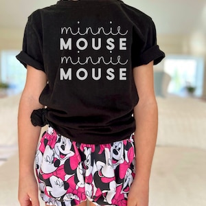 Girls Minnie Mouse Tee Ruffle Shorts Set, Disney Vacation Tee kids, toddler baby Disney Outfit, Kids Mouse t-shirt, Girls Disney Set Outfit