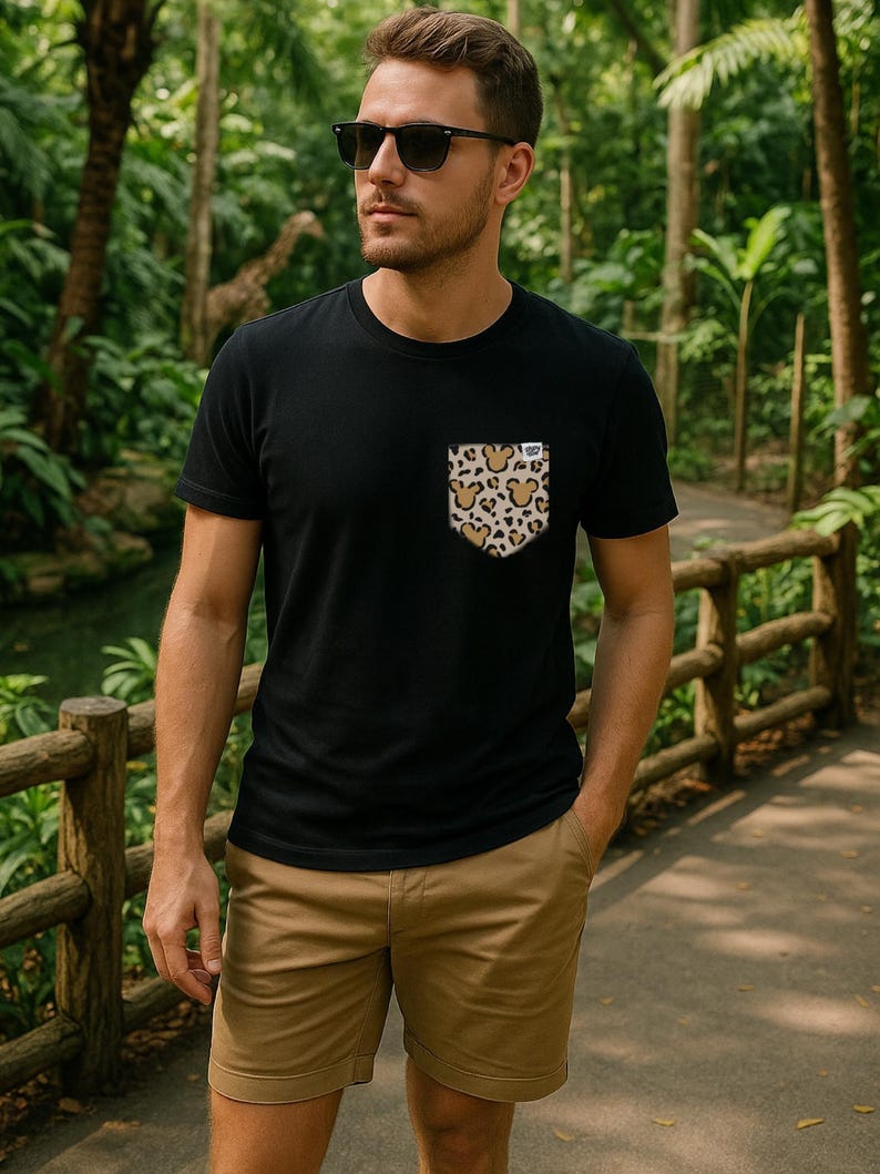 Cheetah Mouse Safari Pocket T-Shirt, Boys Animal Kingdom Tee, Handcrafted Disney Vacation Tee, Family Disney Tees, Vintage Disney Nostalgia image 4