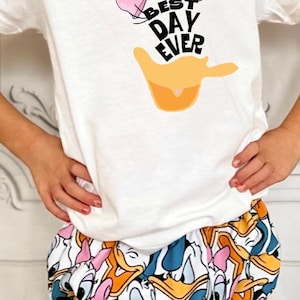 Daisy Duck Kids Ruffle Tee , Disney Set, Disney Vacation Tee for kids, toddler & baby Disney Outfit, Kids Donald Duck Set, Girls Disney Set image 2