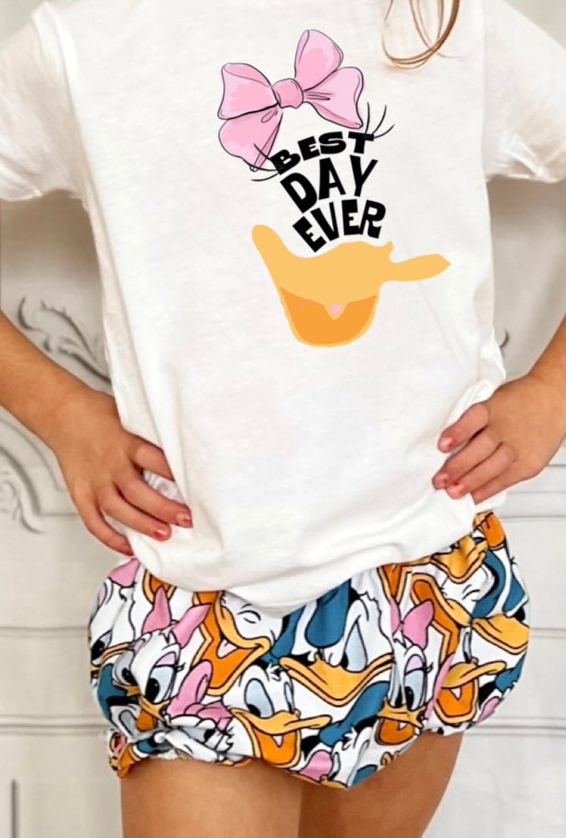 Daisy Duck Kids Ruffle Tee , Disney Set, Disney Vacation Tee for kids, toddler & baby Disney Outfit, Kids Donald Duck Set, Girls Disney Set image 2