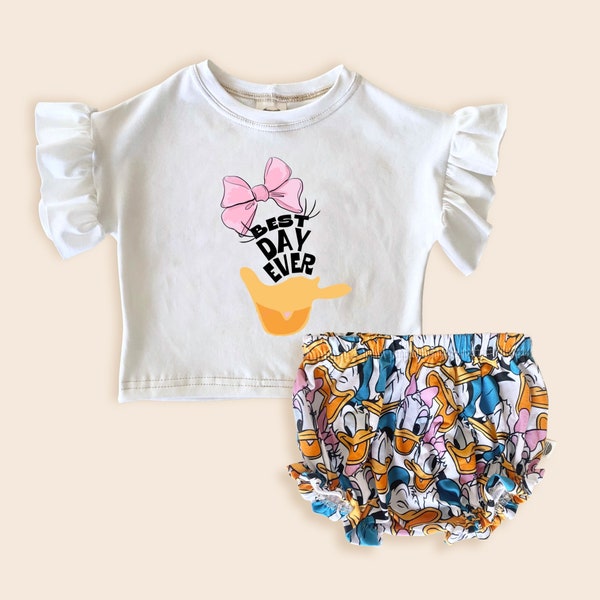 Daisy Duck Kids Ruffle Tee , Disney Set, Disney Vacation Tee for kids, toddler & baby Disney Outfit, Kids Donald Duck Set, Girls Disney Set