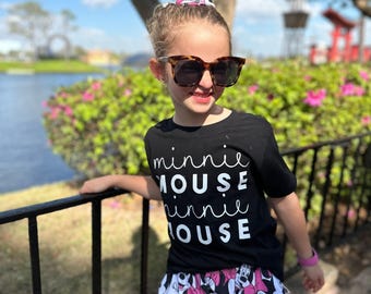Girls Minnie Mouse Tee Bike Shorts Set, Disney Vacation Tee, Girls Minnie Set, Minnie Outfit, Kids Mouse t-shirt, Girls Disney Set Outfit
