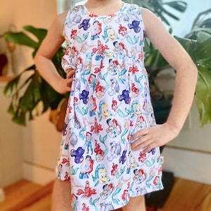Girls Little Mermaid Dress, Kids Disney Dress, Girls Disney Dress Ariel, Kids Mouse Dress, Disney World Dress Kids