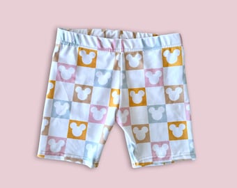Girls Pastel Checkered Mickey Bike Shorts Kids & Baby Disney shorts, Mickey Shorts, Girls Disney Shorts, Girls Disney Outfit