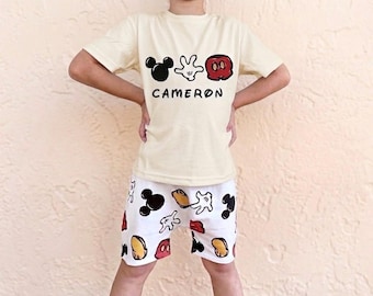 Camiseta mágica de ratón personalizada, conjunto Magic Kingdom, camiseta de vacaciones de Disney para niños y bebés, camiseta de ratón para niños, conjunto de Disney para niños