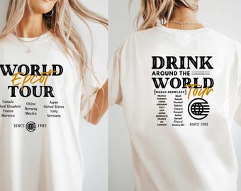 Camiseta Epcot World Tour, Disney para adultos (corte ajustado, blanca)